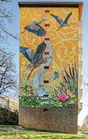 Résidence La Vallonière 3 - Fresque "Les jardins entre terre et eau" par CitéCréation (2016-2017) rue du Professeur Guérin